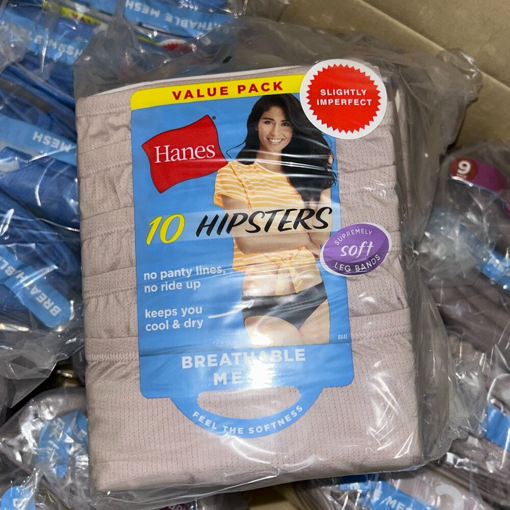 Hanes Women's Hipsters  – LOT 72 - 180 pcs – 18 packs (10 ea) – Sz 6 - NEW